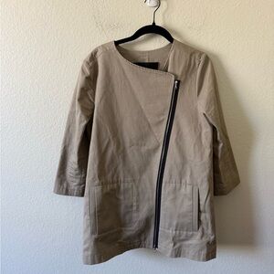 Jenni Kayne Asymmetrical Jacket Khaki Olive Green Zip Up Womens XS
